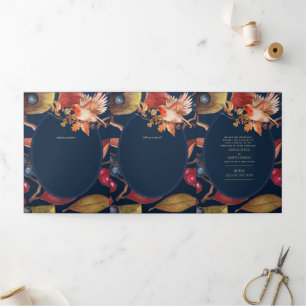 Convite Com Dobra Tripla 6pg Invitaciones de Boda, Floral Caseira Espanhola