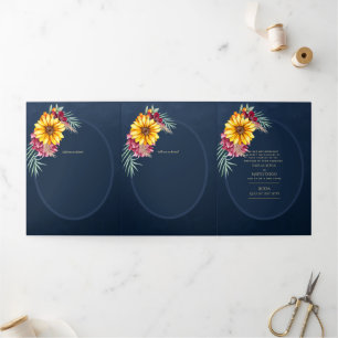 Convite Com Dobra Tripla 6pg Invitaciones de Boda, Floral de Casamento Espa
