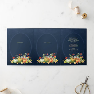 Convite Com Dobra Tripla 6pg Invitaciones de Boda, Pumpkins Caseiro Espanho