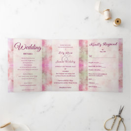 Convite Com Dobra Tripla Abstrato Pastel Springtime Wedding