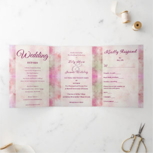 Convite Com Dobra Tripla Abstrato Pastel Springtime Wedding