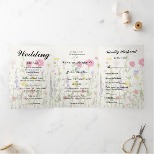 Convite Com Dobra Tripla Adorável Springtime Wedding