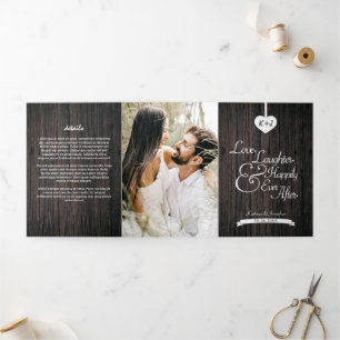 Convite Com Dobra Tripla Amor Rindo Felizmente Depois De Casamento De 2 Fot