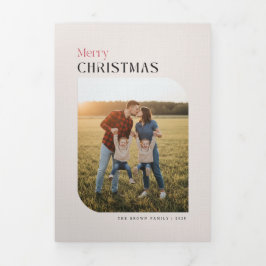 Convite Com Dobra Tripla Arch Frame Family Multi Photo Merry Christmas