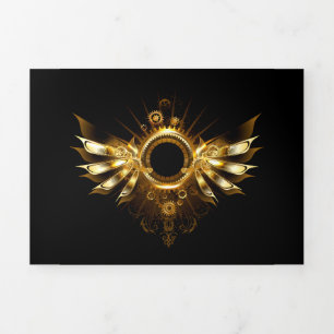 Convite Com Dobra Tripla Asas Steampunk