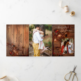 Convite Com Dobra Tripla Autumn Tree Lanterns Convocação em Três Vezes