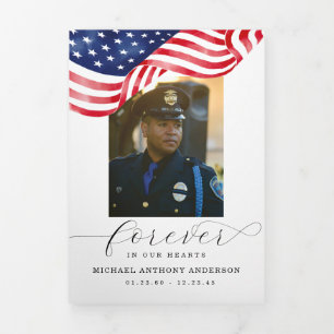 Convite Com Dobra Tripla Bandeira Americana Para Sempre em Nossos Corações 
