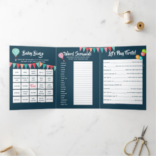 Convite Com Dobra Tripla Bandeiras para bebês com bexiga de ar quente com b