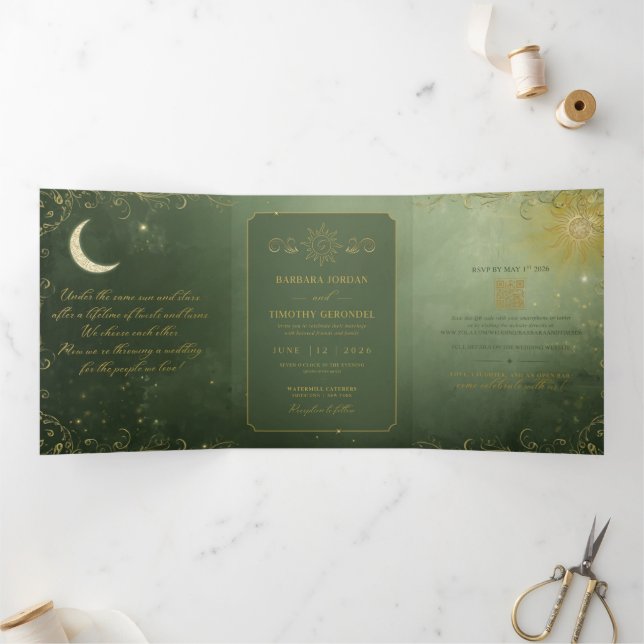 Convite Com Dobra Tripla Barbara + Tim Trifold Wedding Invitation R14 (Dentro)
