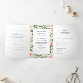 Convite Com Dobra Tripla Belo Casamento De Frame Multifuncional