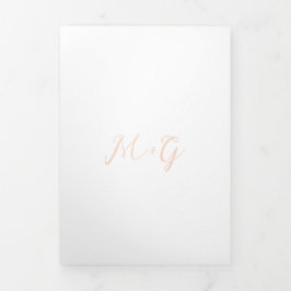 Convite Com Dobra Tripla Bold Script Peach Elegant Wedding