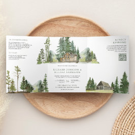 Convite Com Dobra Tripla Cabine de Madeira Lodge Floresta de Montanha Códig