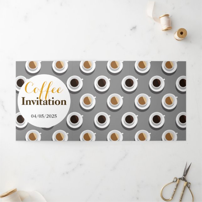 Convite Com Dobra Tripla Café quebrado. (Fora)