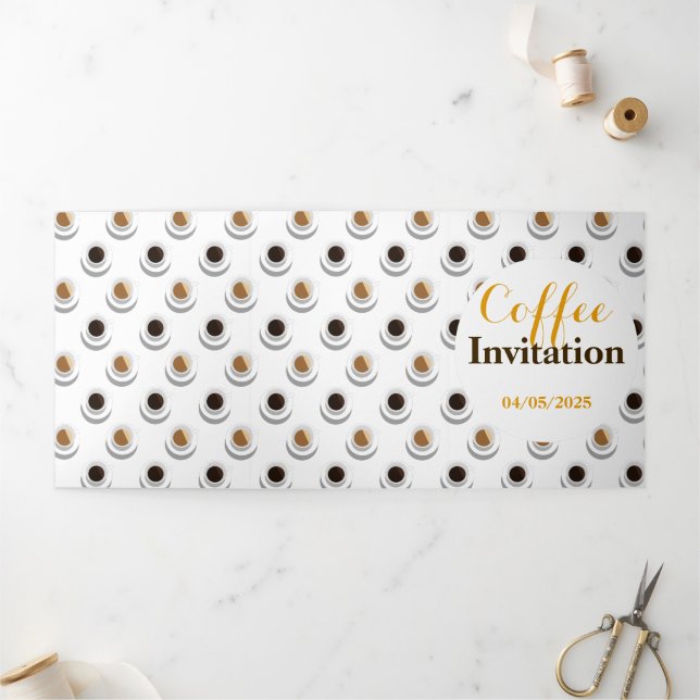 Convite Com Dobra Tripla Café quebrado. (Fora)