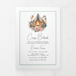 Convite Com Dobra Tripla Camp Noiva Bachelorette Fotemfinal de Semana e Cód