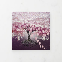 Convite Com Dobra Tripla Casamento com folhas de folhas de folhas de folhas