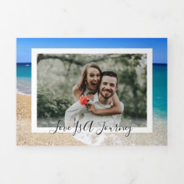 Convite Com Dobra Tripla Casamento de Destino de Ibiza