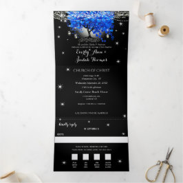 Convite Com Dobra Tripla Casamento de Folha de Coração Tripla Elegante incl