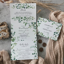 Casamento de Folhagem Verde de Script Caligrafia