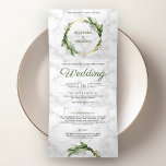 Convite Com Dobra Tripla Casamento de mármore branco das folhas verdes botâ<br><div class="desc">Incêndio aos seus convidados com este elegante convite para o casamento, com lindas folhas coradas com a tipografia moderna num fundo de mármore branco. Basta adicionar os detalhes do seu evento neste modelo fácil de usar e adorar este cartão com as suas fotografias favoritas para o tornar um convite único....</div>
