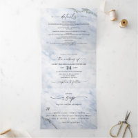 Casamento de Mármore Metálico Azul e Prata Elegant