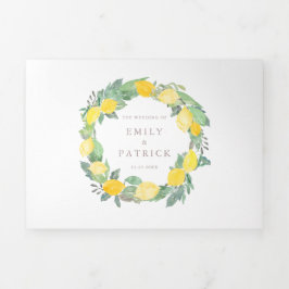 Convite Com Dobra Tripla Casamento de Verão com Lemon Tree Botânica