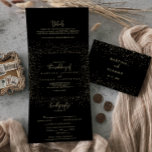 Convite Com Dobra Tripla Casamento Dourado de Rico de Caligrafia Confetti<br><div class="desc">Este convite para casamento de rico de caligrafia de ouro é perfeito para um casamento rústico. O simples e elegante design apresenta um espumante confete de ouro acoplado a uma tipografia de na moda.</div>