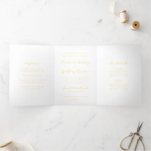 Convite Com Dobra Tripla Casamento Elegante Amarelo-Amarelo-Bold-Script Man