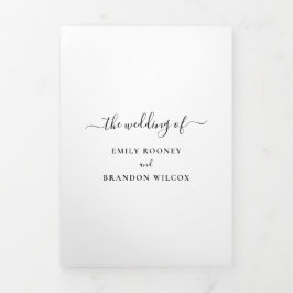 Convite Com Dobra Tripla Casamento Elegante de Foto Moderna Simples