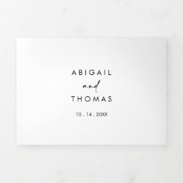 Convite Com Dobra Tripla Casamento Elegante Moderno da Caligrafia