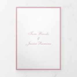 Convite Com Dobra Tripla Casamento Elegante Rosa-Rosa-Rosa Simples