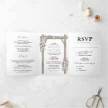 Casamento Floral Aguarela Roxo Rústico 3 em 1