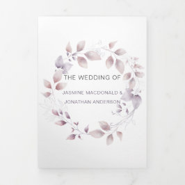 Convite Com Dobra Tripla Casamento Floral Rosa-Rosa-Rosa-Rústico