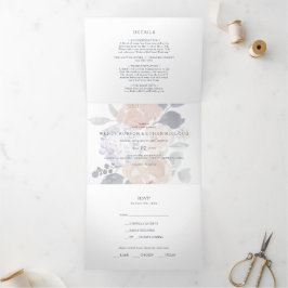 Convite Com Dobra Tripla Casamento Floral Russo Simples Tudo Em Uma Tripla