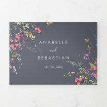 Casamento Floral Selvagem Clássico Azul