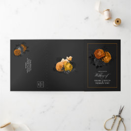Convite Com Dobra Tripla Casamento Floral Vintage Halloween Tri-Fold I