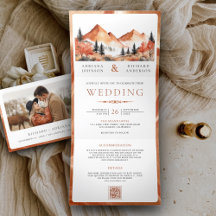 Casamento Floresta Montanha Terracota Código QR Fo