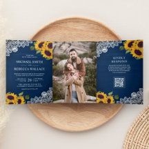 Casamento Foto Código QR Girassol Renda Madeira Ma
