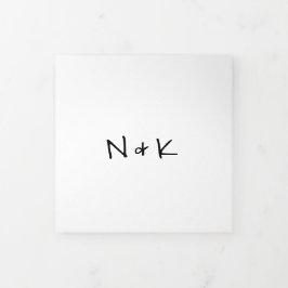 Convite Com Dobra Tripla Casamento Moderno de Foto Minimalista Simples