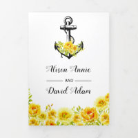 Casamento náutico com ancoragem de flores amarelas