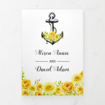 Casamento náutico com ancoragem de flores amarelas