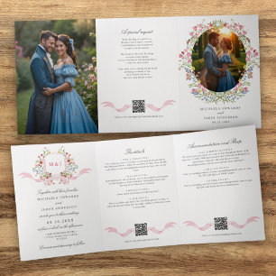 Convite Com Dobra Tripla Casamento QR de Crest. de Regência de Todas em Uma