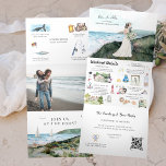 Convite Com Dobra Tripla Casamento Rustic Coastal Oceano Costeiro<br><div class="desc">Ponha o tom para um excitante fim de semana com um convite itinerário personalizado. Este convite para a "sala" é uma forma excelente de dar aos seus convidados informações adicionais sobre o casamento. Estas cartas podem listar as festividades em volta do seu fim de semana de casamento, como cocktails de...</div>