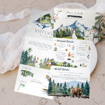 Convite Com Dobra Tripla Casamento Rustic Mountain | Ilustrado<br><div class="desc">Junte-se a nós nas montanhas! Ponha o tom para um casamento na montanha russa com um convite itinerário de fim de semana. Pense em Montanhas Blue Ridge, Montanhas Enfumaçados, Appalachian, Montanhas Rochosas, Colorado etc. Este convite para a "sala" é uma forma excelente de dar aos seus convidados informações adicionais sobre...</div>