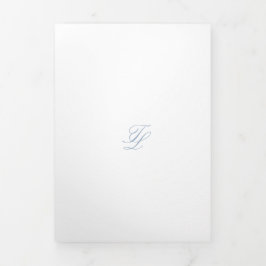 Convite Com Dobra Tripla Casamento Tradicional de Azul Elegante