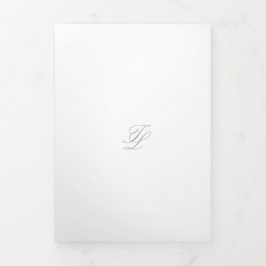 Convite Com Dobra Tripla Casamento Tradicional de Cinzas Elegante