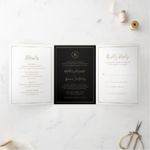 Casamento Tradicional Preto e Dourado Elegante