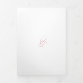 Convite Com Dobra Tripla Casamento Tradicional Rosa Coral Elegante