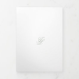 Convite Com Dobra Tripla Casamento Tradicional Verde de Elegante Sage