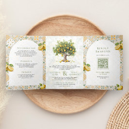 Convite Com Dobra Tripla Casamento Tudo em Um Árvore de Limão com Azulejo M